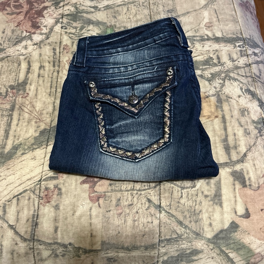 Miss Me Signature Rise Boot Dark Size 29 Embellished Flap J55916B Mid-Rise Jeans